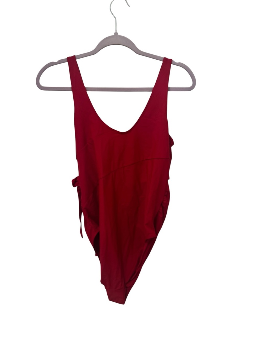 Quince Italian Maternity Wrap One Piece Swimsuit Red Large - Picture 3 of 5